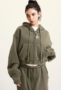 Origin 355gsm Essentials Boxy Cropped Zip Up Hoodie — in alternativa