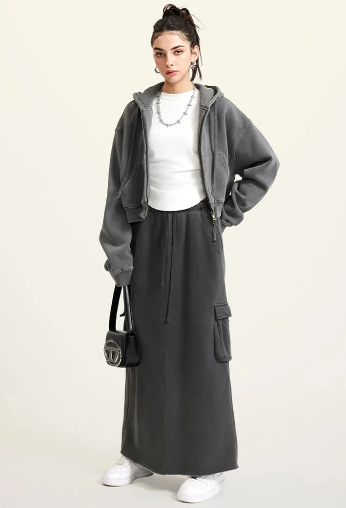 Origin 355gsm Essentials Boxy Cropped Zip Up Hoodie — dettaglio della stampa