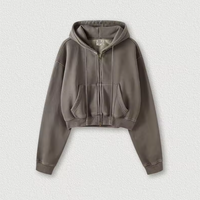 Origin 355gsm Essentials Boxy Cropped Zip Up Hoodie — vista posteriore
