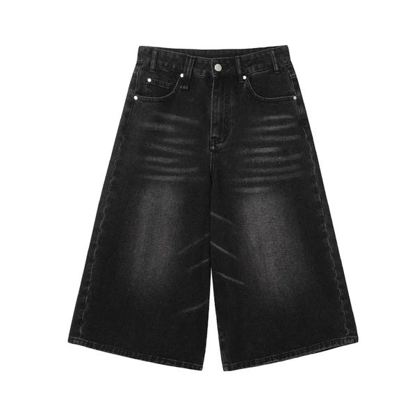 Oversized Black Long Jorts — vista frontale