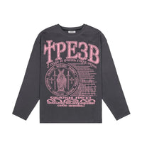 Oversized Gothic Graphic Long Sleeve Top — vista completa