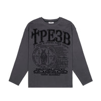 Oversized Gothic Graphic Long Sleeve Top — vista posteriore