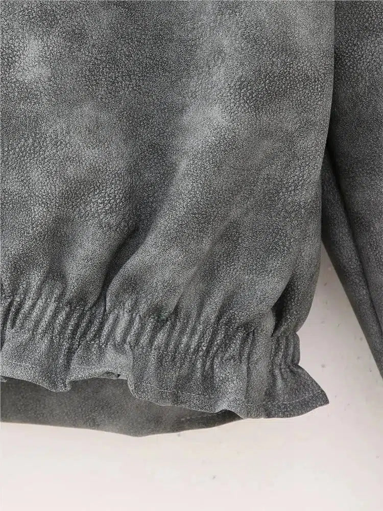 Oversized Leather Bomber Jacket — vista completa