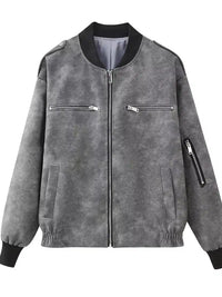 Oversized Leather Bomber Jacket — vista posteriore