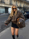 Y2K Oversized Leather Bomber Jacket
