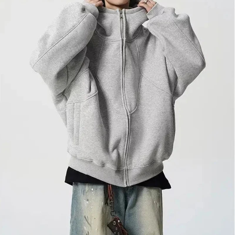 Oversized Tubed Zip Up Hoodie — vista frontale