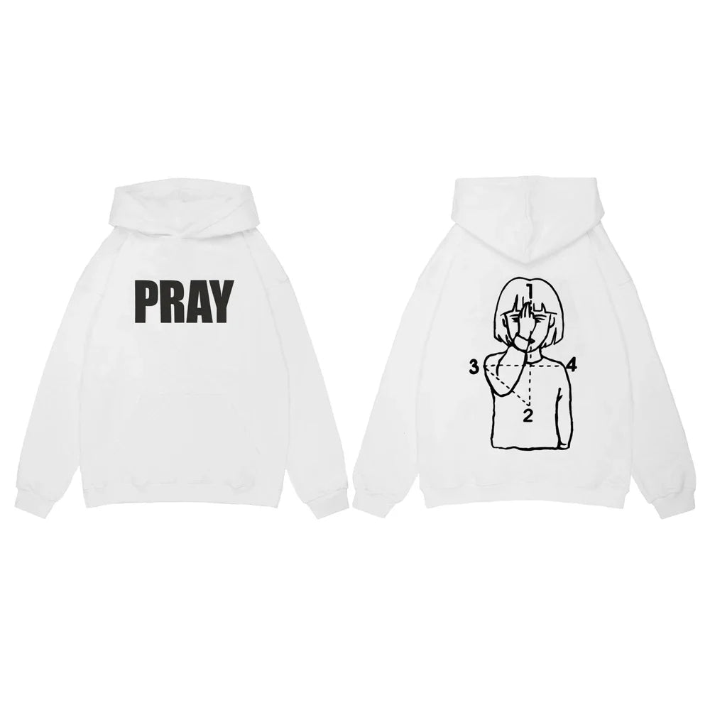 PRAY Graphic Hoodie Sweater — vista frontale
