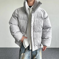 Padded Stand Collar Zip Up Coat Puffer Jacket — dettaglio del tessuto