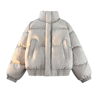 Padded Stand Collar Zip Up Coat Puffer Jacket — vista frontale