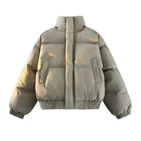 Padded Stand Collar Zip Up Coat Puffer Jacket — dettaglio