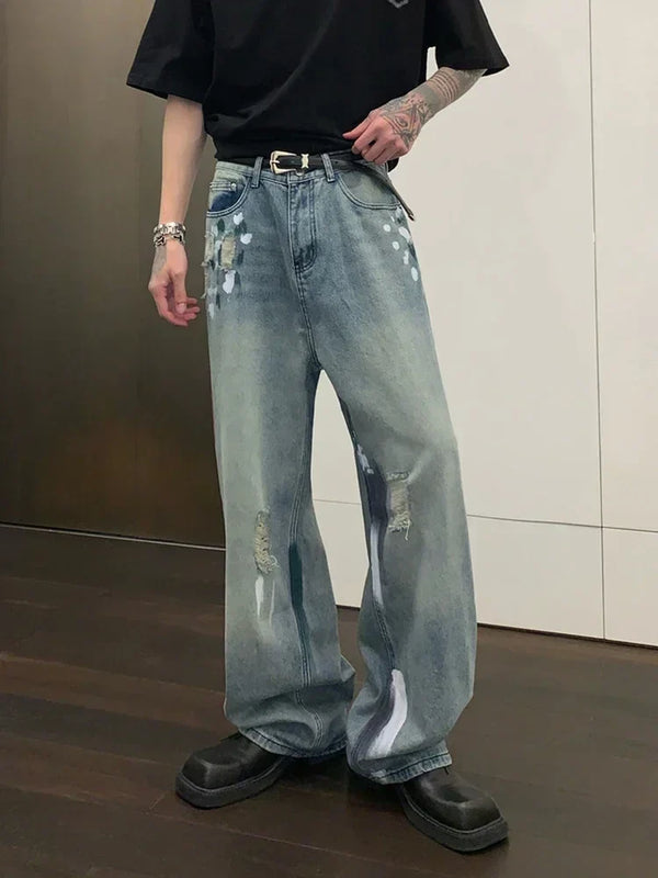 Painters Brush Distressed Baggy Jeans — vista frontale
