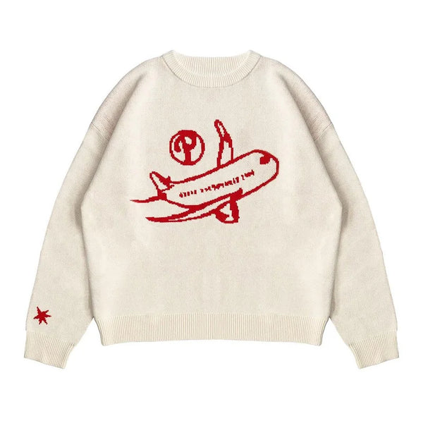Paper Planes Crewneck Knitted Sweater — vista frontale