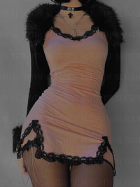 Pastel Pink Lace Mini Dress — vista laterale