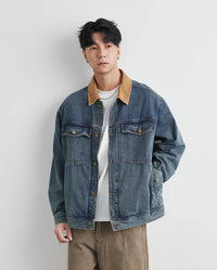 Patchwork Denim Washed Jacket — vista posteriore