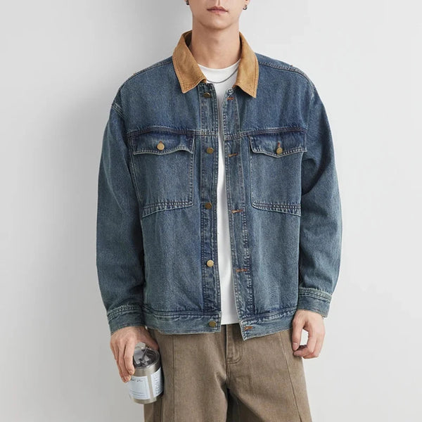 Patchwork Denim Washed Jacket — vista frontale