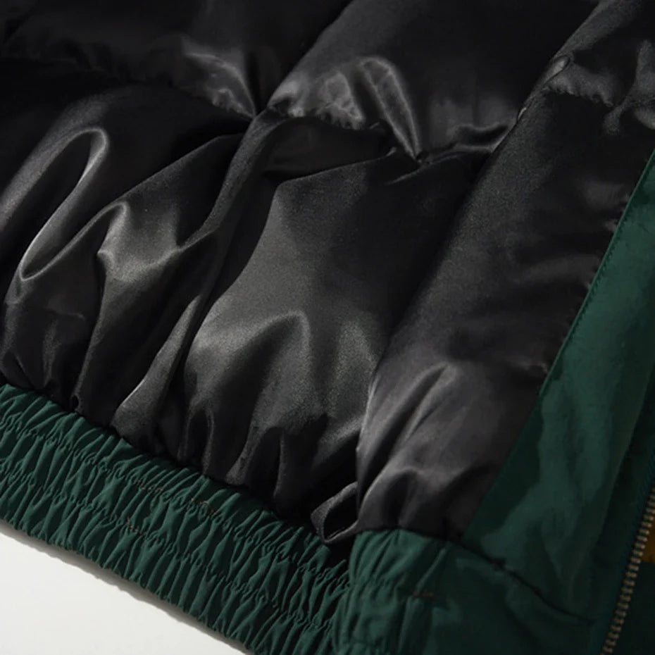 Patchwork Puffer Jacket Coat — vista laterale