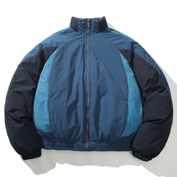 Patchwork Puffer Jacket Coat — vista frontale