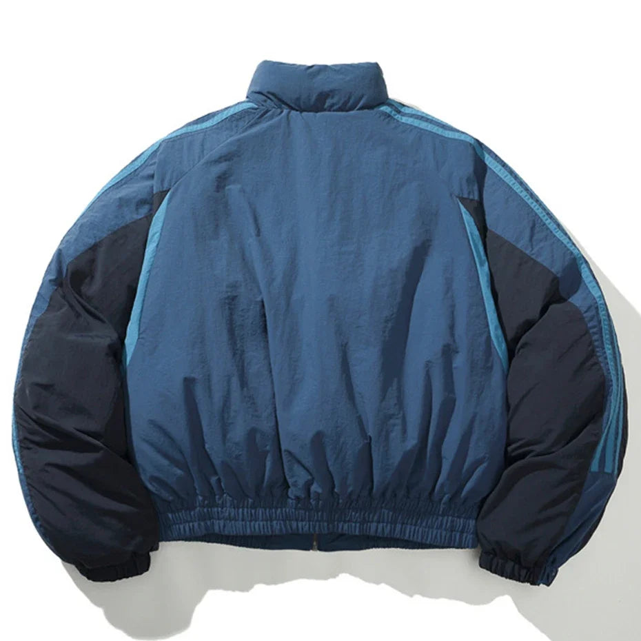 Patchwork Puffer Jacket Coat — dettaglio