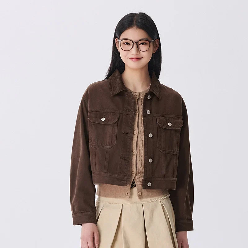 Petite Cropped Retro Denim Jacket — dettaglio