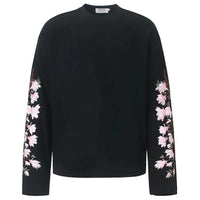 Pink Flower Embroidered Sleeves Long Sleeve Top — vista posteriore