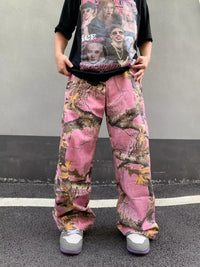 Pink Forest Camo Baggy Jeans — dettaglio della stampa