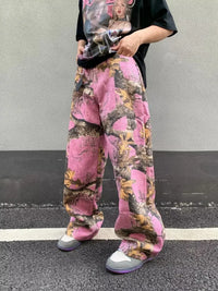 Pink Forest Camo Baggy Jeans — vista frontale