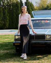 Pink Striped Knit Collar Cardigan — dettaglio della stampa