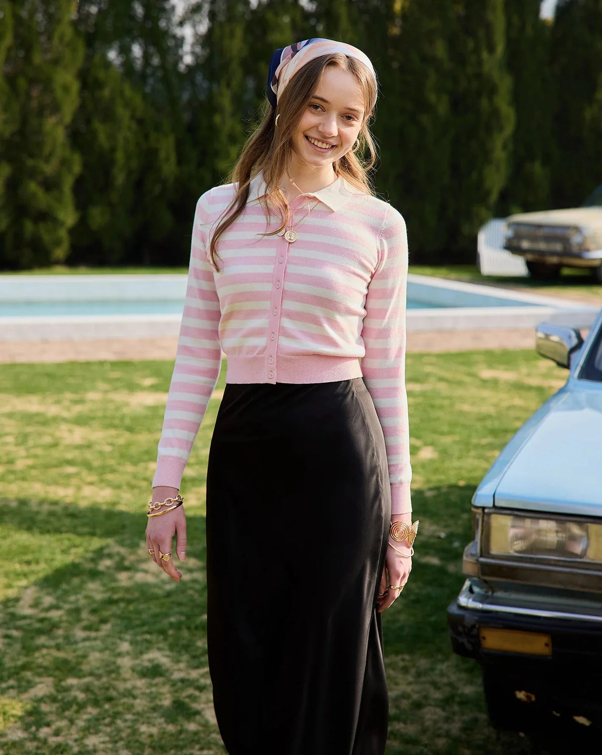 Pink Striped Knit Collar Cardigan — in alternativa