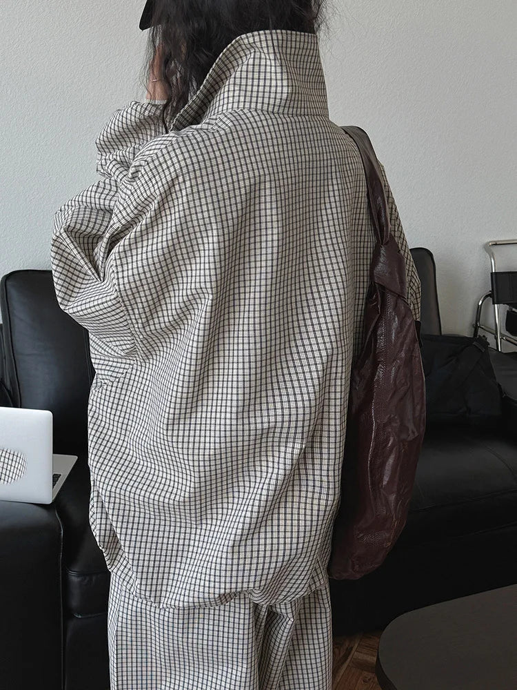 Plaid Baggy Casual Jacket Coat — dettaglio della stampa