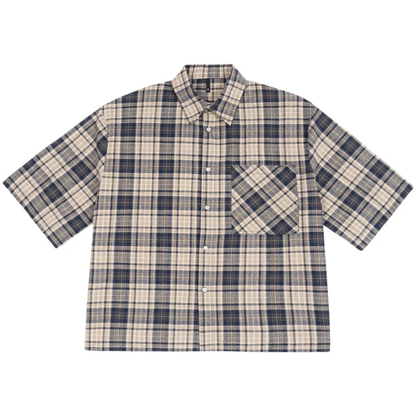 Y2K Plaid Cropped Short Sleeve Button Down Shirt