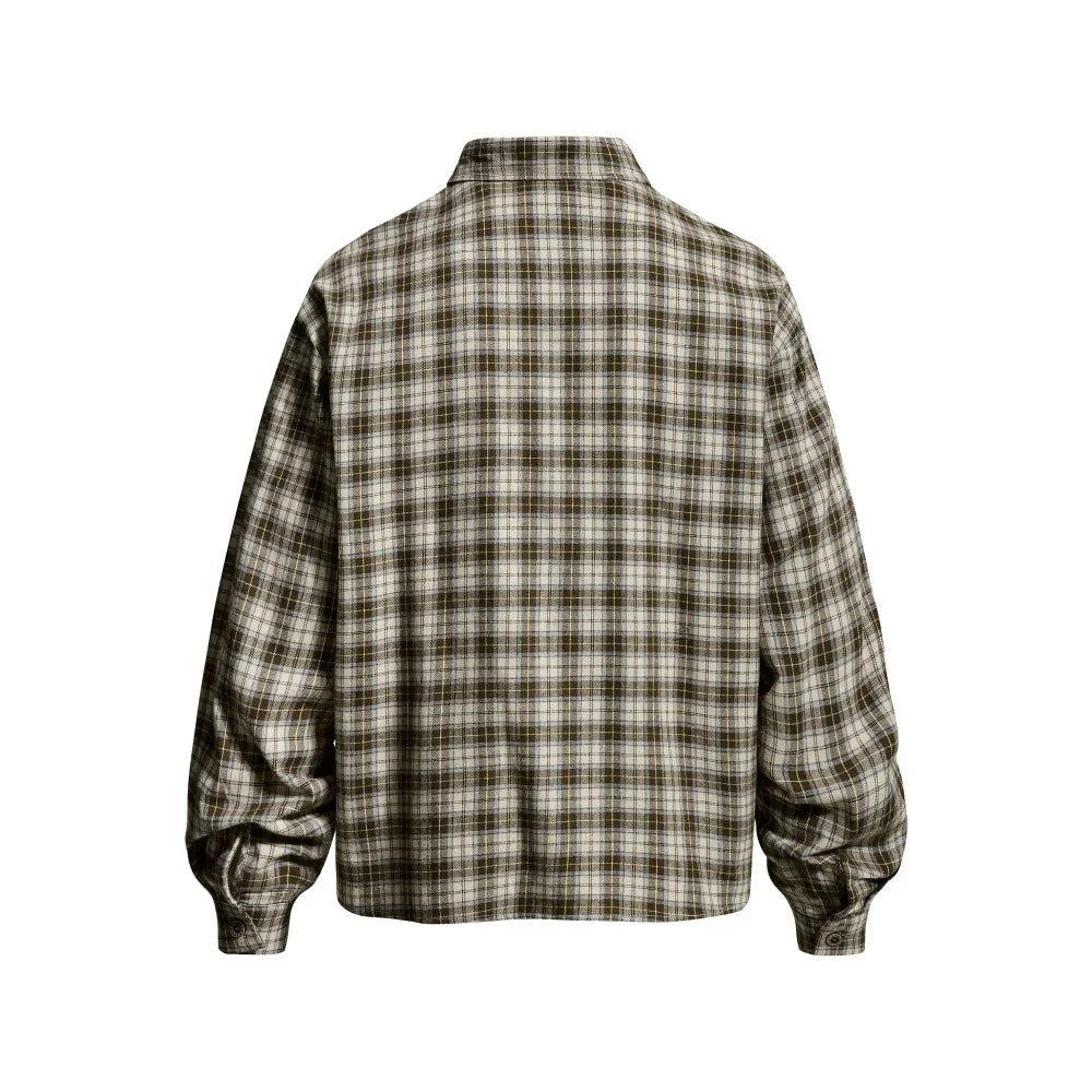 Plaid "I Love You" Embroidered Long Sleeve Shirt — dettaglio della stampa
