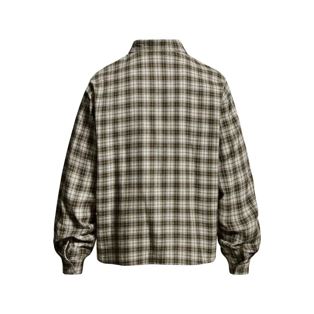Plaid "I Love You" Embroidered Long Sleeve Shirt — dettaglio della stampa