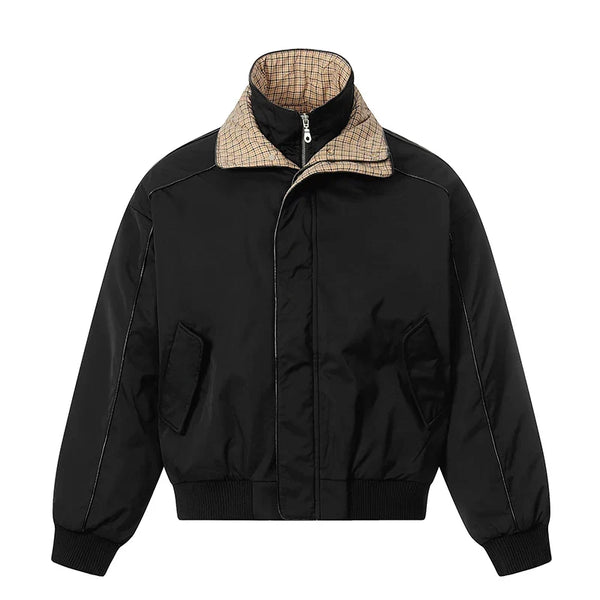 Plaid Inside Collar Mock Two Piece Jacket — vista frontale