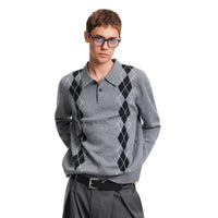 Plaid Knitted Collared Sweater — dettaglio