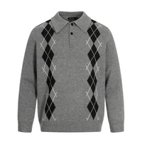 Plaid Knitted Collared Sweater — vista laterale