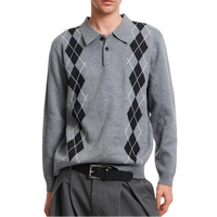 Plaid Knitted Collared Sweater — vista posteriore