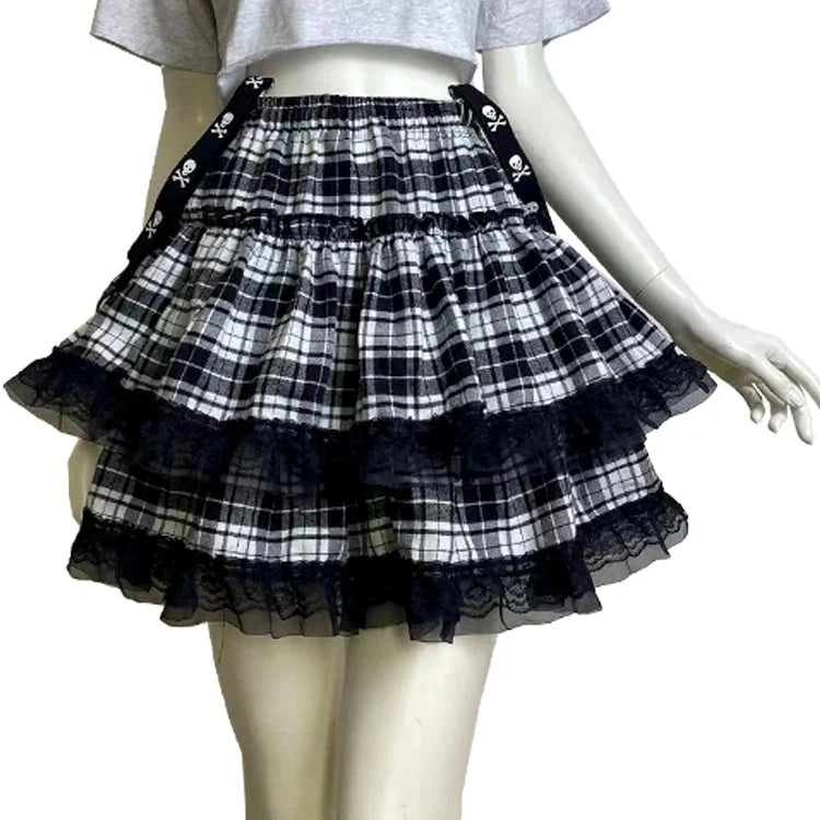 Plaid Layered Mini Skirt — vista laterale