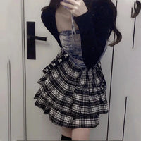 Plaid Layered Mini Skirt — dettaglio