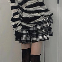 Plaid Layered Mini Skirt — vista frontale