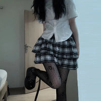 Plaid Layered Mini Skirt — vista completa