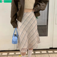 Plaid Mesh Layered Flowy Midi Skirt — dettaglio della stampa