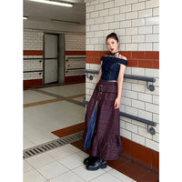 Plaid Patchwork Maxi Skirt — vista posteriore