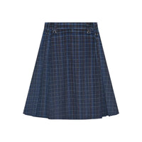 Plaid Pleated High Waist Flowy Midi Skirt — vista posteriore