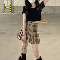 Plaid Pleated High Waist Mini Skirt — dettaglio della stampa