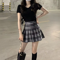 Plaid Pleated High Waist Mini Skirt — in alternativa