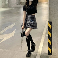 Plaid Pleated High Waist Mini Skirt — dettaglio