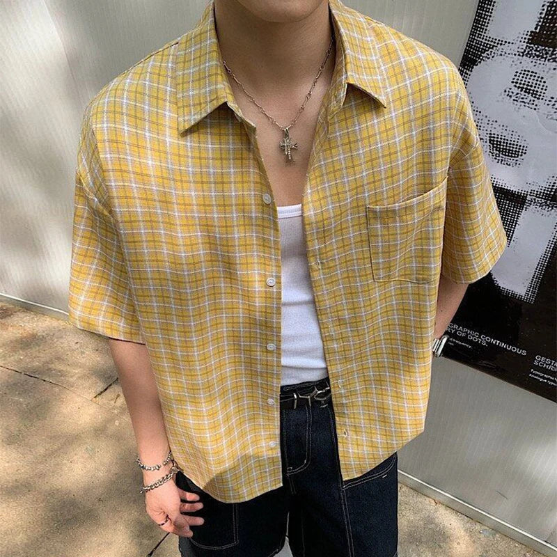 Plaid Short Sleeve Button Down Shirt — vista laterale