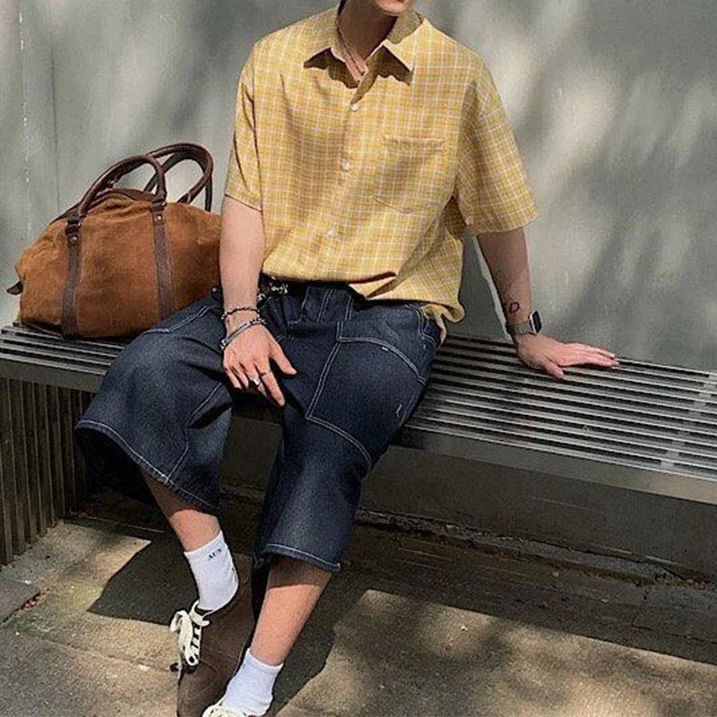 Plaid Short Sleeve Button Down Shirt — vista completa