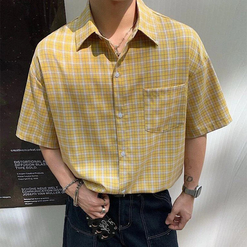 Plaid Short Sleeve Button Down Shirt — vista posteriore