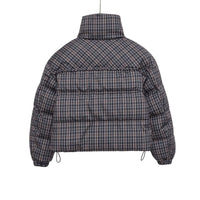 Plaid Stand Collar Padded Puffer Jacket Coat — dettaglio della stampa